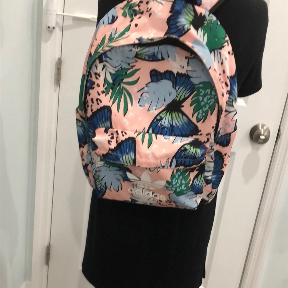Adidas Tropical Print Backpack in Pink and Blue